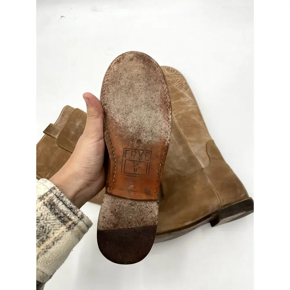 Frye Light Tan Cream Leather Calf Riding Boots